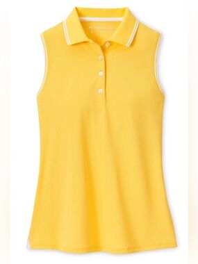 Peter Millar Women Yellow Canterbury Tipped Sleeveless Polo Shirt Small NEW 3162